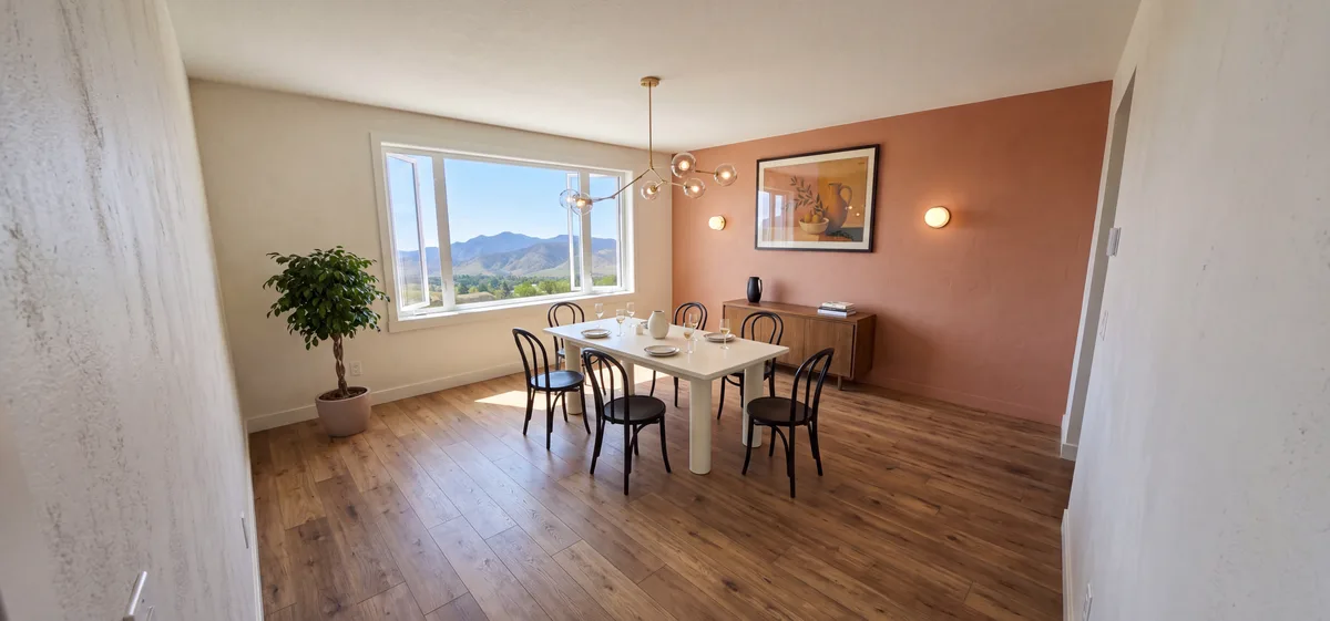 The same dining room rendered as a photograph